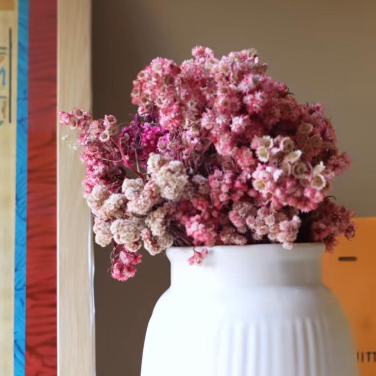 Pastel Pink Dried Daisy Flower Bunch Decor
