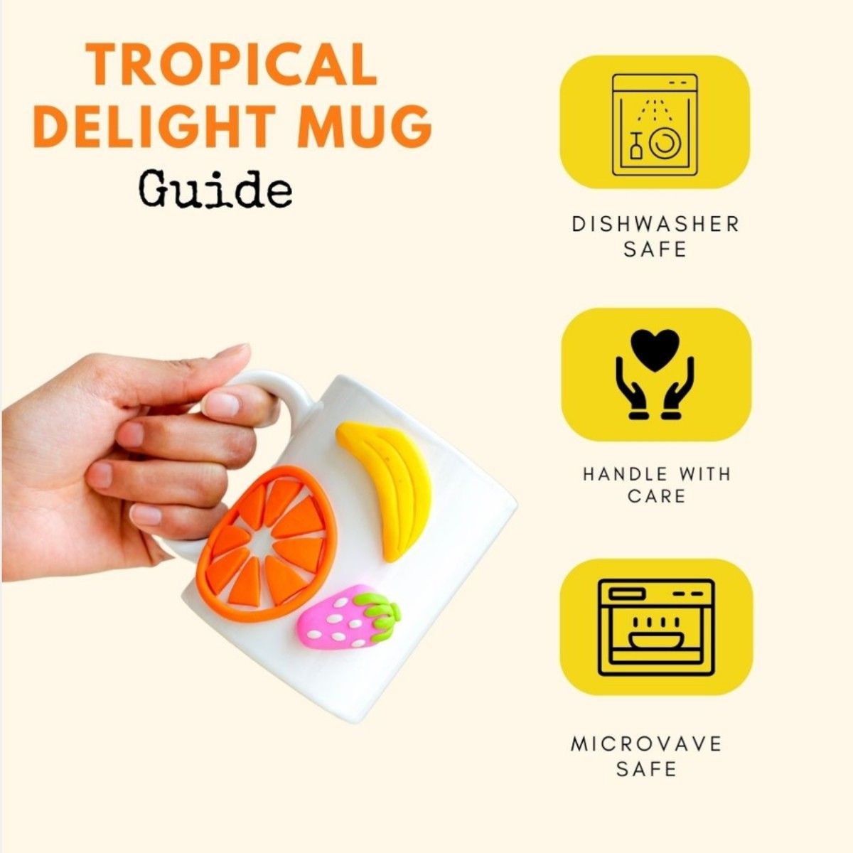 Tropical Delight Fruit Mug Ceramic Coffee Cup