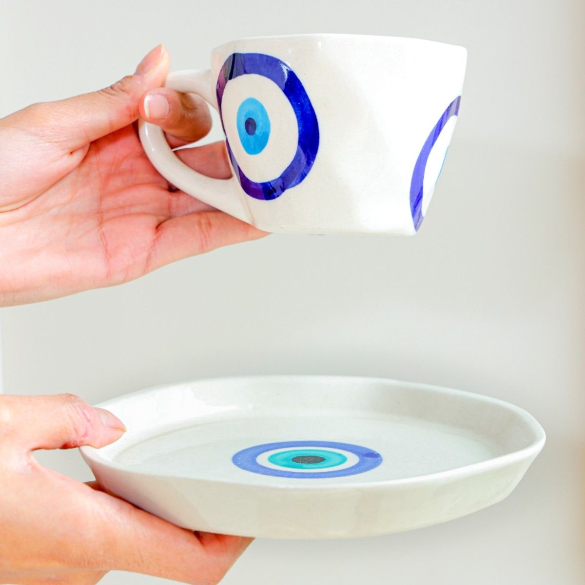 Good Vibes Brew Cup Saucer Evil Eye Set
