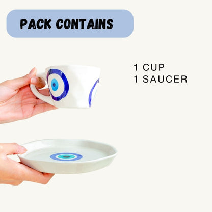 Good Vibes Brew Cup Saucer Evil Eye Set