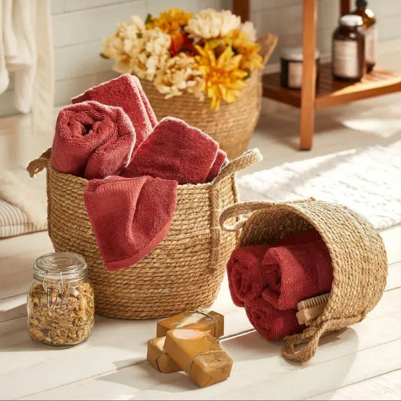 Rustic Elegance Beige Jute Storage Baskets