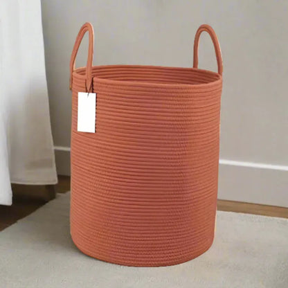 Rust Trendy Cotton Storage Basket - Medium, Large