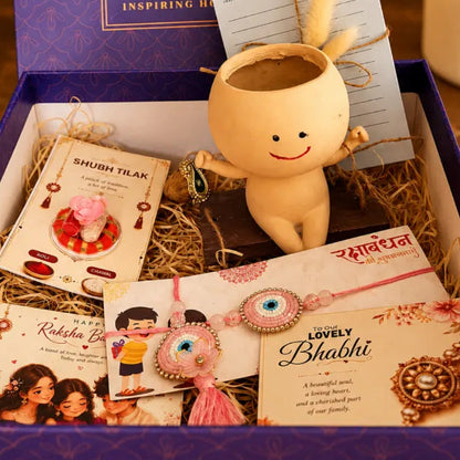 Rakhi Gift Hamper with Resin Planter for Bhai & Bhabhi