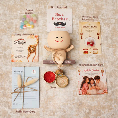 Rakhi Gift Hamper with Resin Planter for Bhai & Bhabhi
