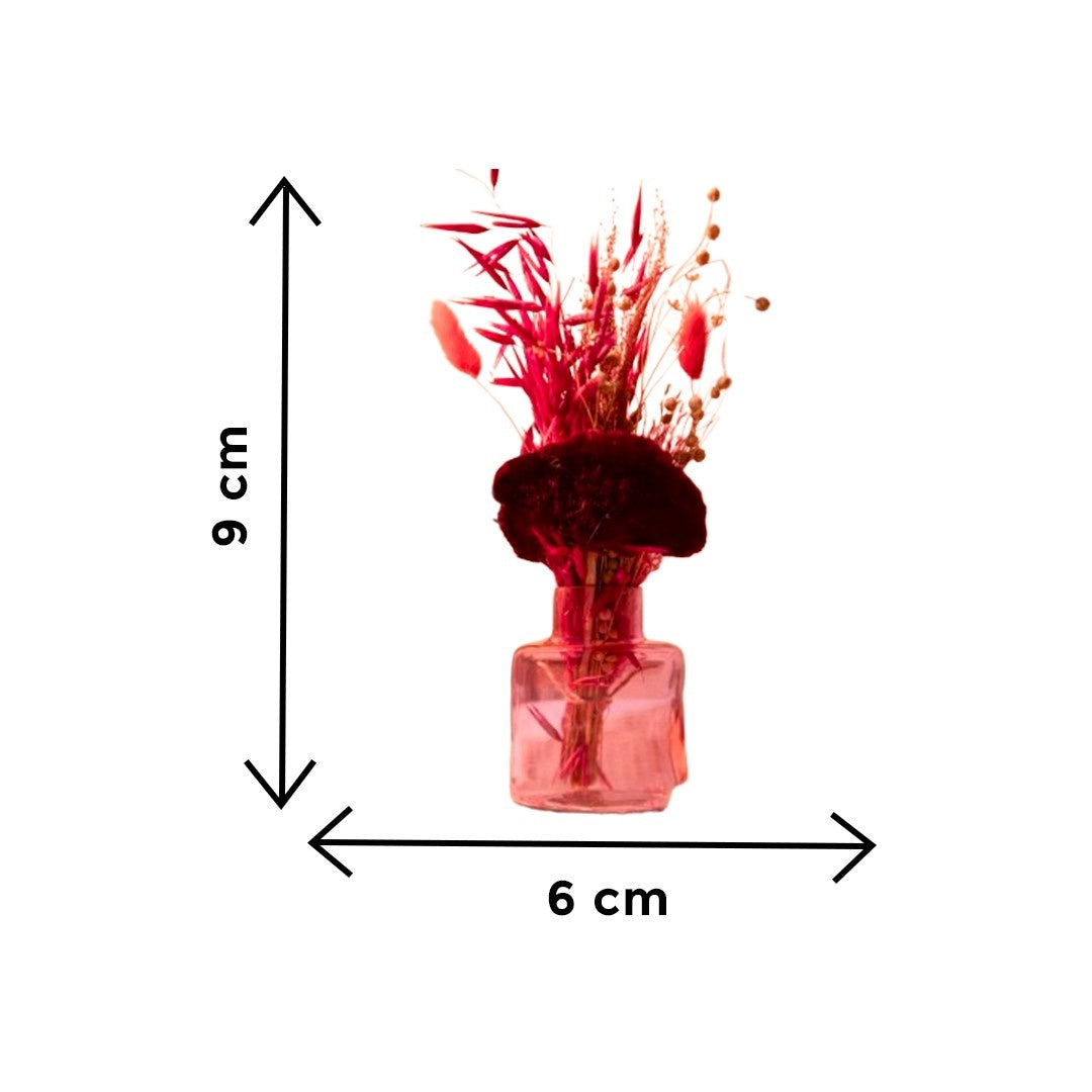 Petal Pink Glass Vase with Dried Flower Decor