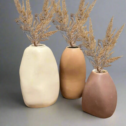 Earthy Elegance Trio Ceramic Vases - Set of 3