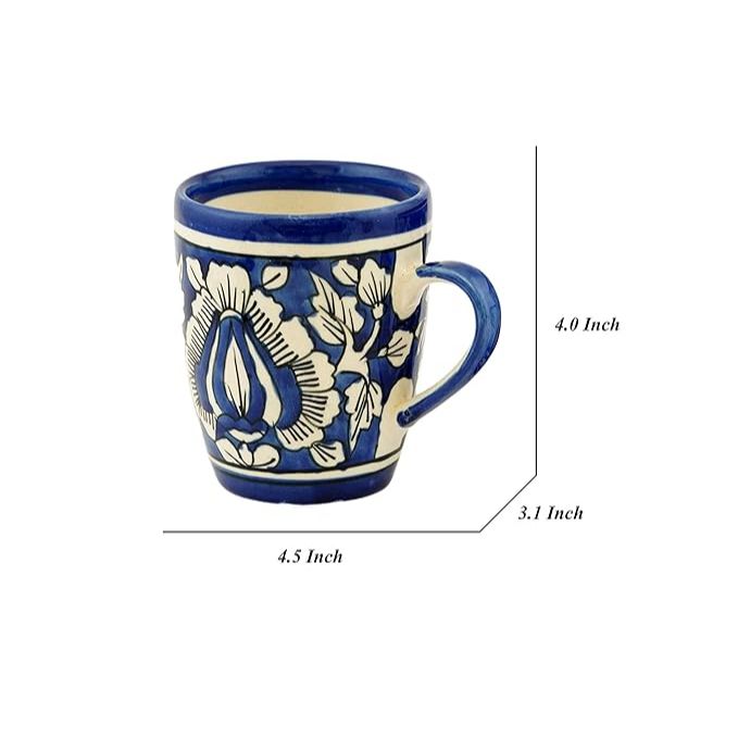 Floral Mughal Art Handcrafted Ceramic Cups - Microwave & Dishwasher Safe