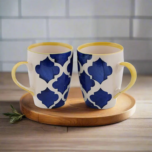 Hand-Painted Moroccan Ceramic Tea & Coffee Mugs