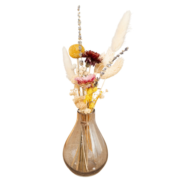 Midnight Bloom Dried Floral Glass Vase Decor