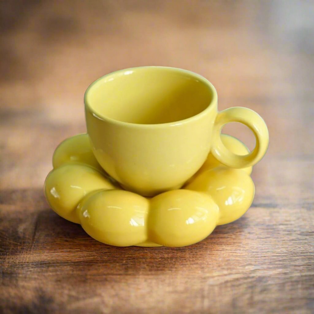 Whimsy Blossom Ceramic Bubble Mug & Saucer  - 250 ml