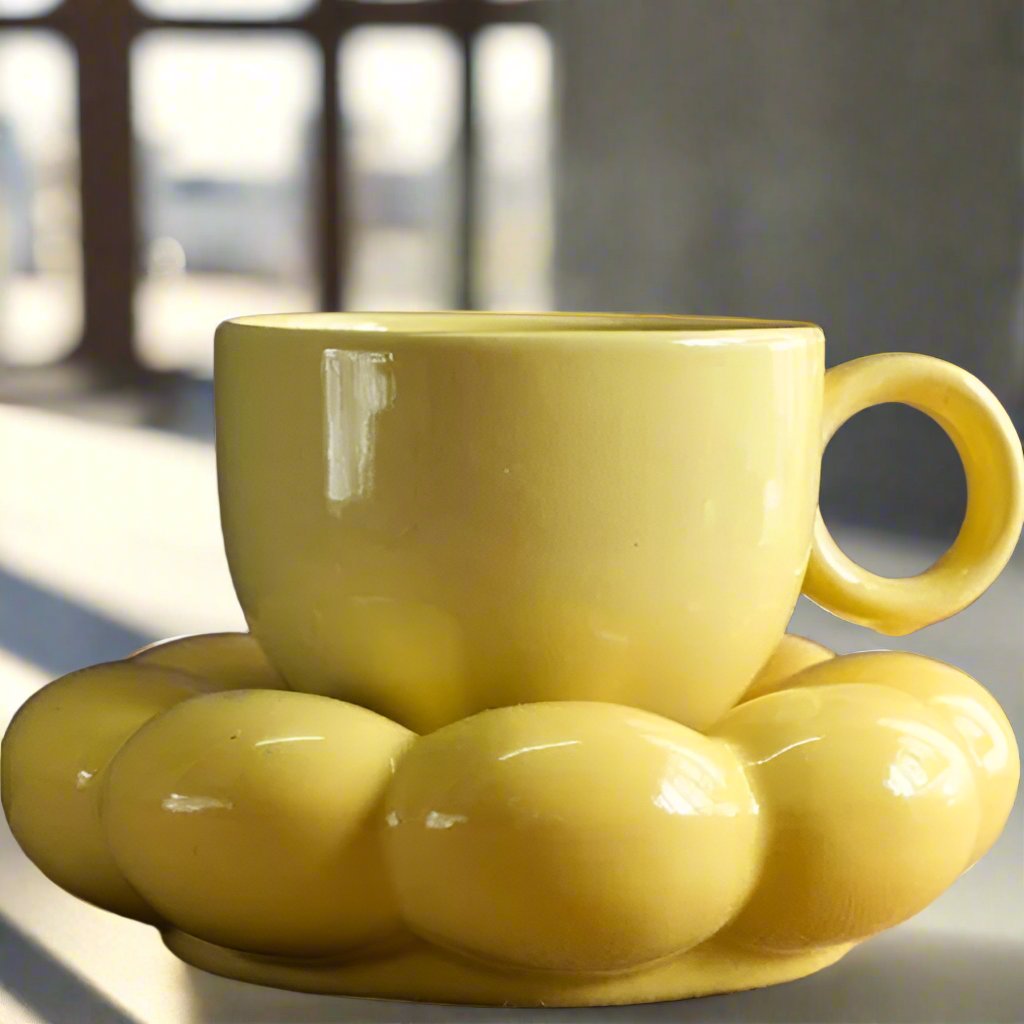 Whimsy Blossom Ceramic Bubble Mug & Saucer  - 250 ml