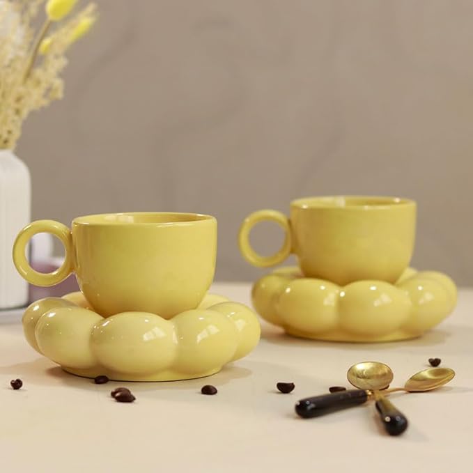 Whimsy Blossom Ceramic Bubble Mug & Saucer  - 250 ml