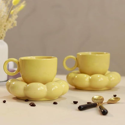 Whimsy Blossom Ceramic Bubble Mug & Saucer  - 250 ml